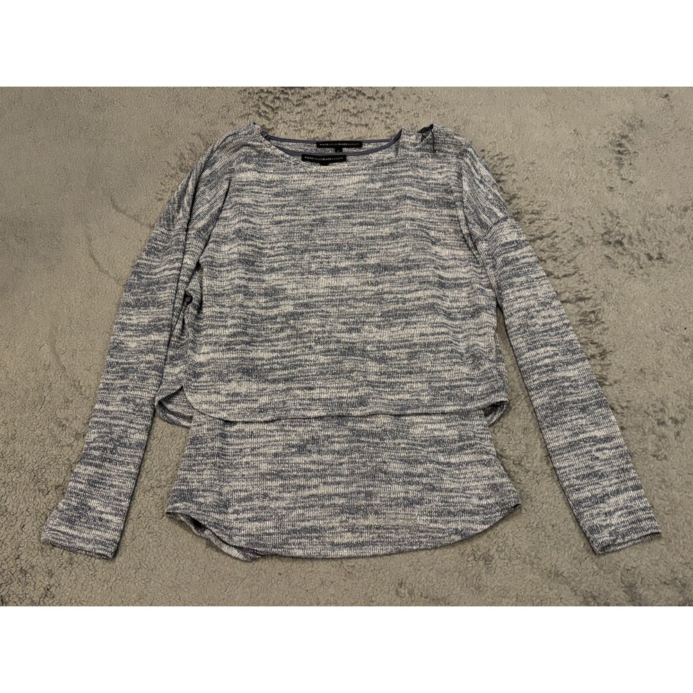 White House Black Market Layered Look Sweater Womens Large Blue Shimmer